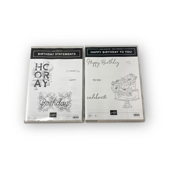 Stampin’ Up! Happy Birthday Rubber Stamp Set of 2 Sets 152308 148612 New Unused - Picture 1 of 6